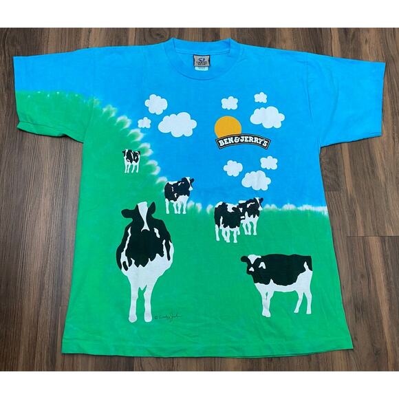 Liquid Blue Other - VTG 90s Liquid Blue Ben & Jerry's Euphoria Woody Jackson all-over print tee L